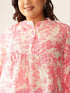 Plus Size Pink Cotton Blend Floral Printed A-line Tunic