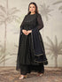 Plus Size Black Georgette Foil Printed Anarkali Kurta Set