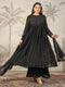 Plus Size Black Georgette Foil Printed Anarkali Kurta Set