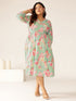 Plus Size Sage Pure Cotton Floral Printed A-line Dress