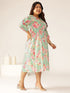 Plus Size Sage Pure Cotton Floral Printed A-line Dress
