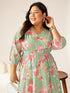 Plus Size Sage Pure Cotton Floral Printed A-line Dress