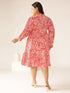 Plus Size Pink Pure Cotton Floral Printed Tiered Dress