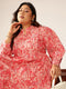 Plus Size Pink Pure Cotton Floral Printed Tiered Dress