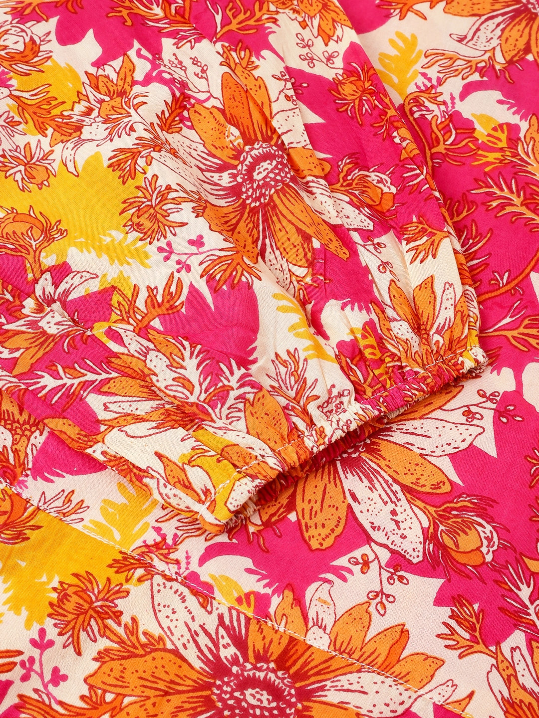 Plus Size Multicolor Pure Cotton Floral Printed A-line Dress