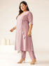 Plus Size Lavender Silk Blend Solid Angrakha Kurta Set