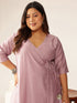 Plus Size Lavender Silk Blend Solid Angrakha Kurta Set