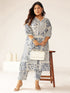 Plus Size Off White Pure Cotton Floral Printed A-line Kurta Set