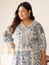 Plus Size Off White Pure Cotton Floral Printed A-line Kurta Set