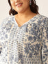 Plus Size Off White Pure Cotton Floral Printed A-line Kurta Set