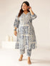 Plus Size Off White Pure Cotton Floral Printed A-line Kurta Set