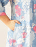 Plus Size Blue Pure Cotton Floral Printed A-line Tunic