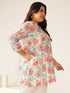 Plus Size Off White Pure Cotton Floral A-line Tunic