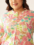 Plus Size Cream Pure Cotton Floral Printed A-line Tunic