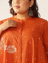 Plus Size Orange Pure Cotton Floral Printed A-line Tunic