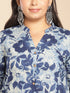 Plus Size Indigo Cotton Floral A-Line Co-ord Set