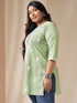 Plus Size Sage Cotton Chikankari Regular Tunic