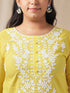 Plus Size Yellow Cotton Chikankari Regular Tunic
