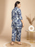 Plus Size Indigo Cotton Floral A-Line Co-ord Set