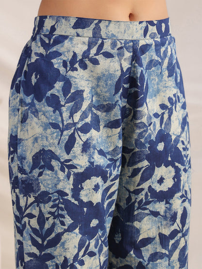 Indigo Cotton Floral Regular Co-ord Set