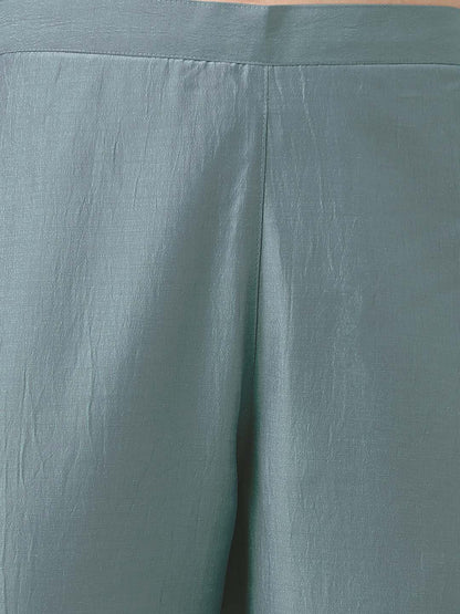 Ice Blue Chinnon Embroidered Regular Kurta Set