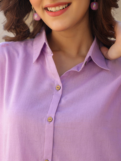 Lavender Cotton Solid A-line Co-ord Set