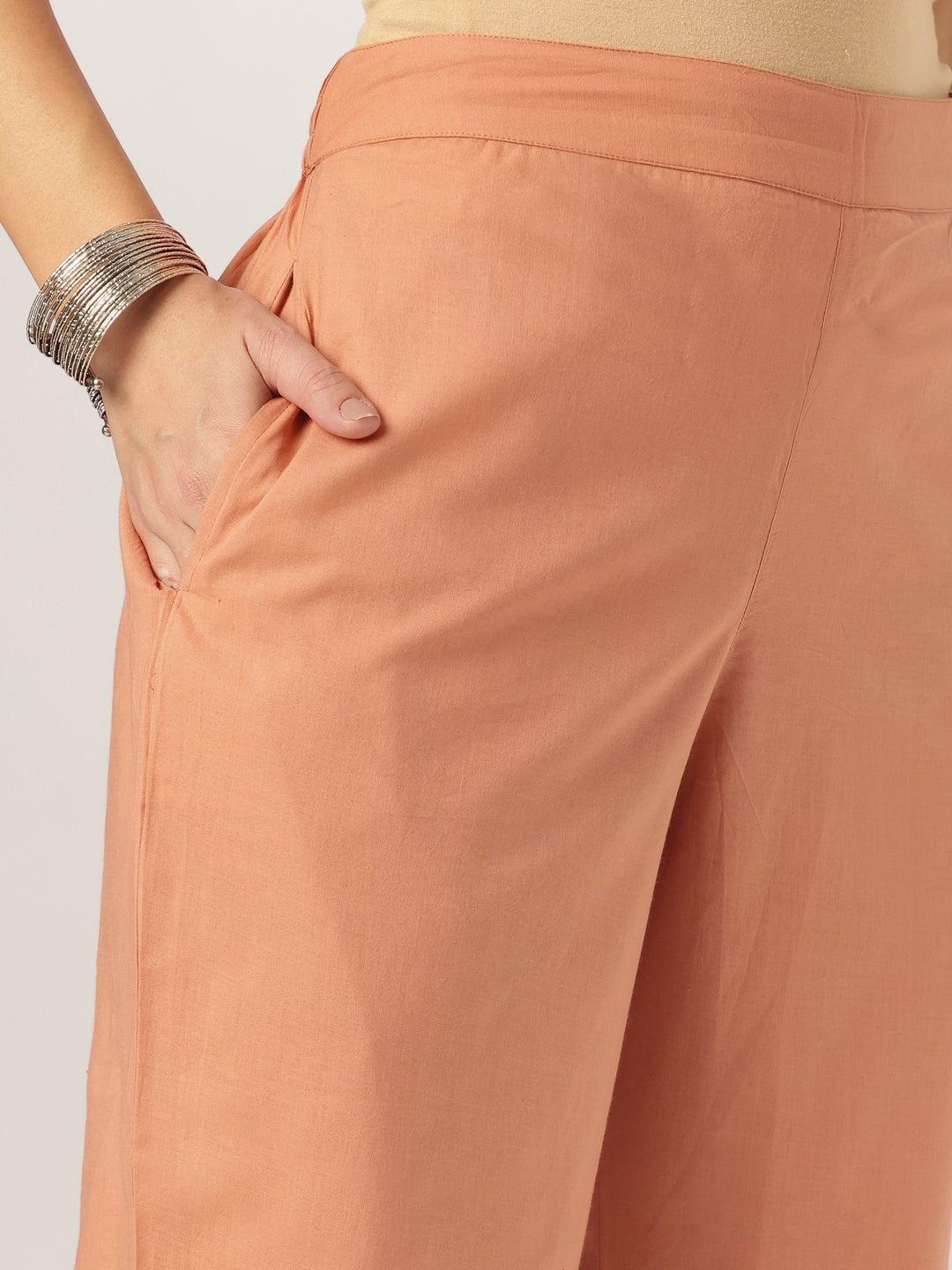 Rust Pure Cotton Solid Straight Kurta Set