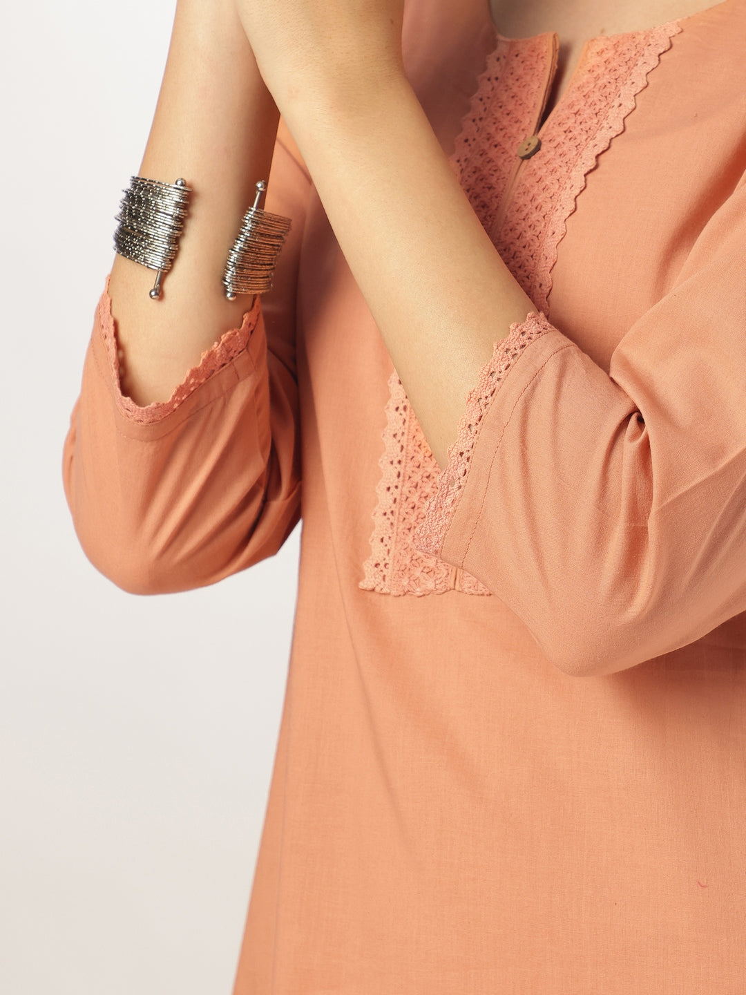 Rust Pure Cotton Solid Straight Kurta Set