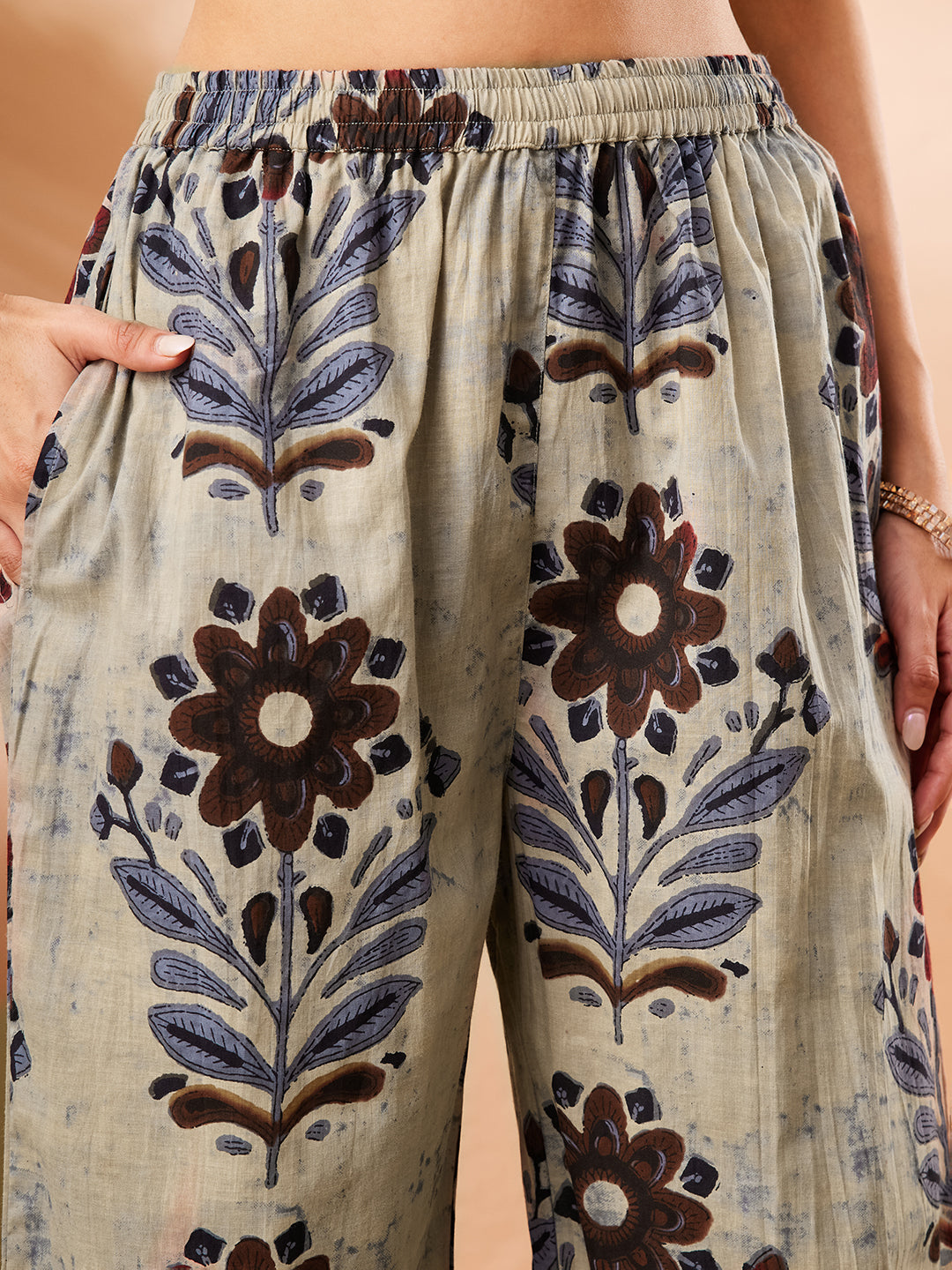 Janasya Women's Multicolor Pure Cotton Floral Printed A-line Co-ord Set