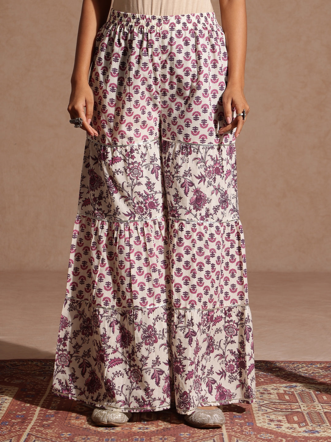 Janasya Women's Purple Pure Cotton Solid Peplum Top With Sharara & Dupatta Set