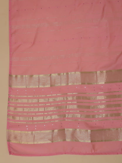 Baby Pink Cotton Blend Solid Straight Kurta Set