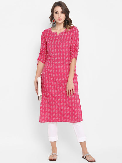 Pink Cotton Kurta Janasya