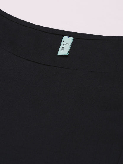 Black Rayon Solid Kurta with Dupatta Janasya