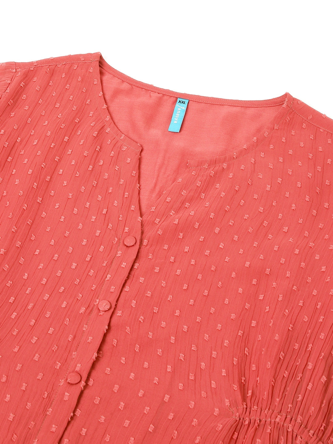 Plus Size Mauve Dobby Chiffon Self Design A-line Kurta