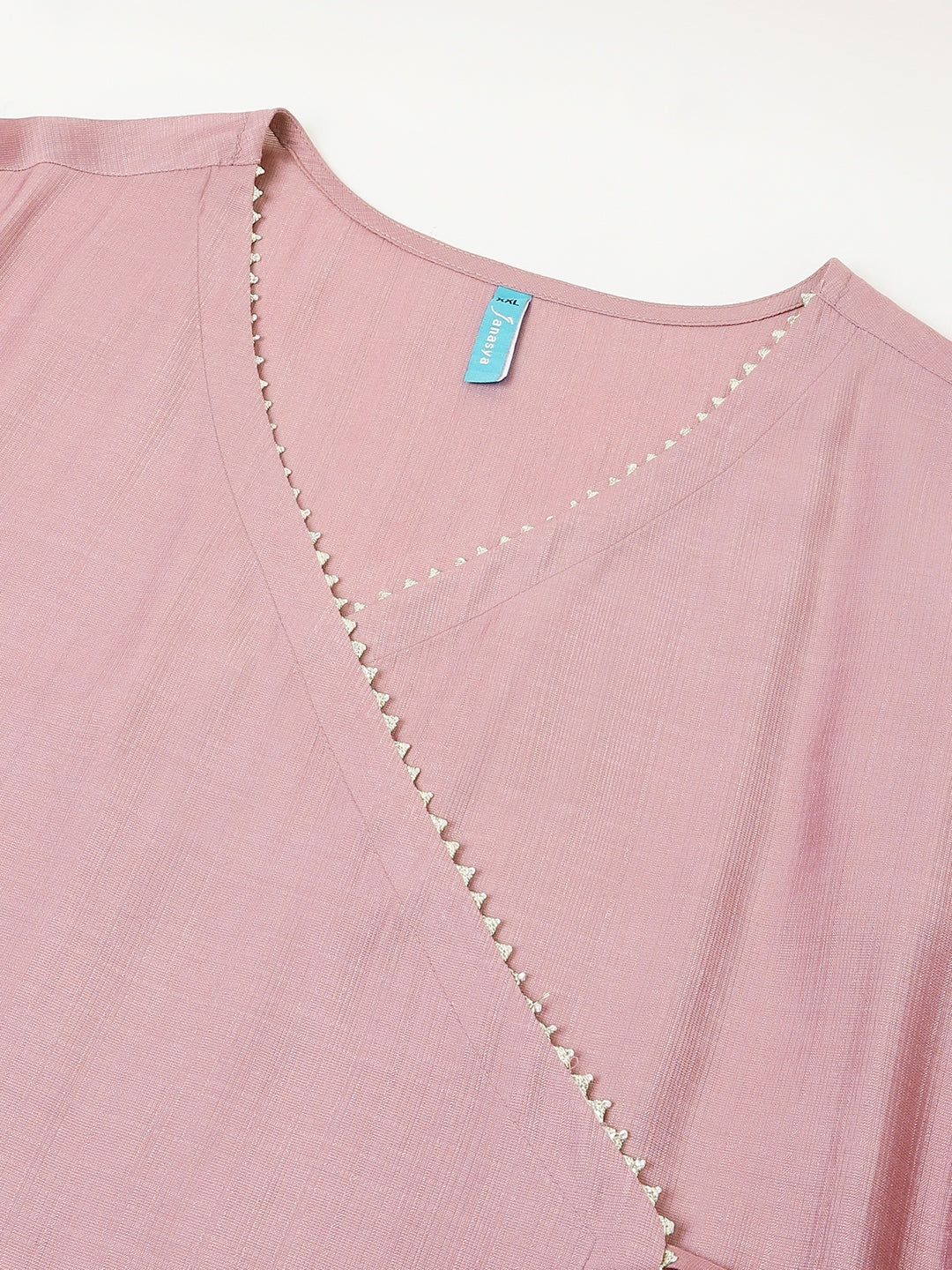 Plus Size Lavender Silk Blend Solid Angrakha Kurta Set